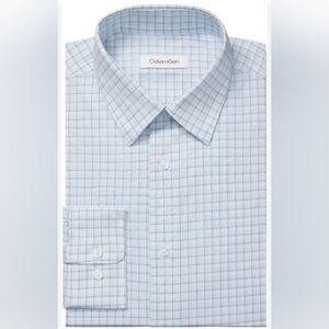 Calvin Klein New Size XL 17/17 1/2( 32/33) Men's Blue Checkered Shirt